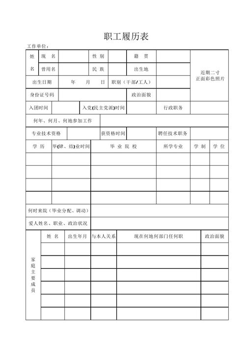 员工履历表!国企正式工才有员工履历表吗